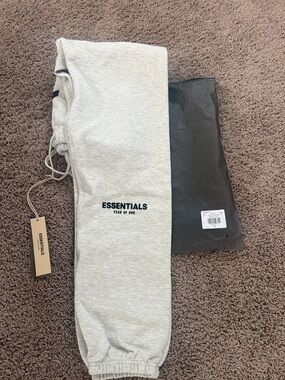 Essentials Light Gray Logo Sweatpants